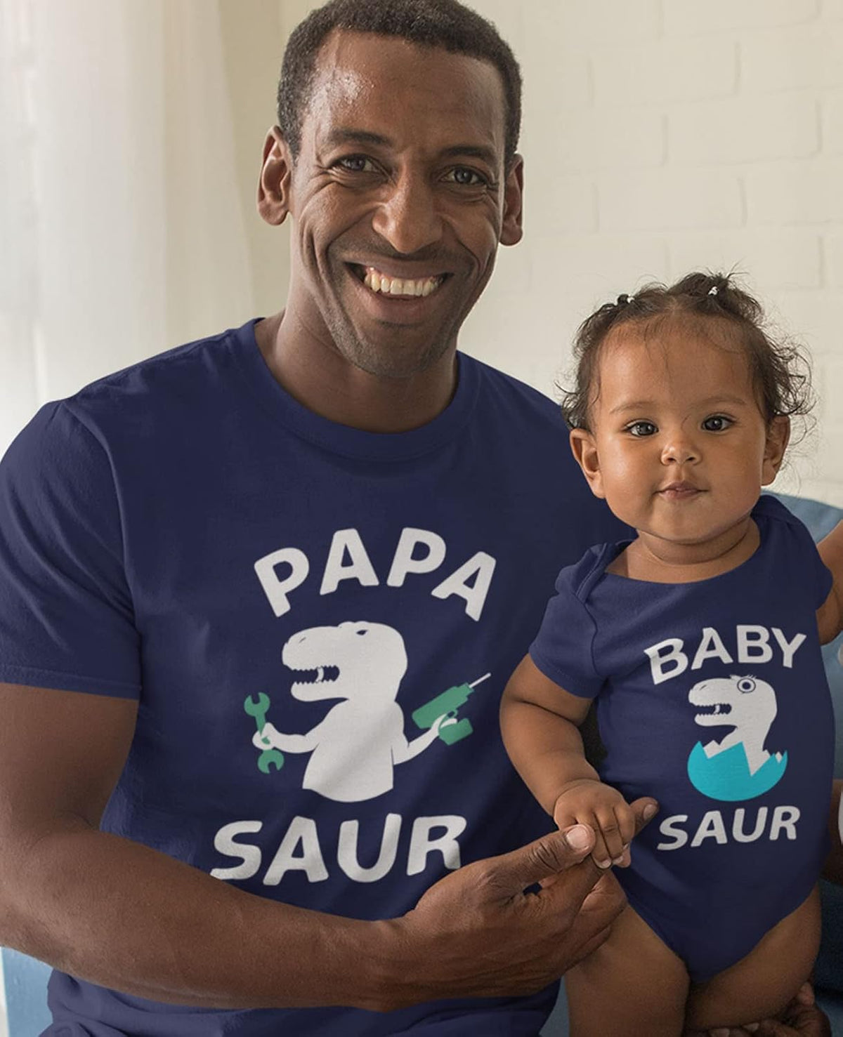 Papa &amp; Baby Saur Daddy and Son Daughter Matching Outfits Gifts for New Dads Fathers Day Dad Shirt &amp; Infant Bodysuit