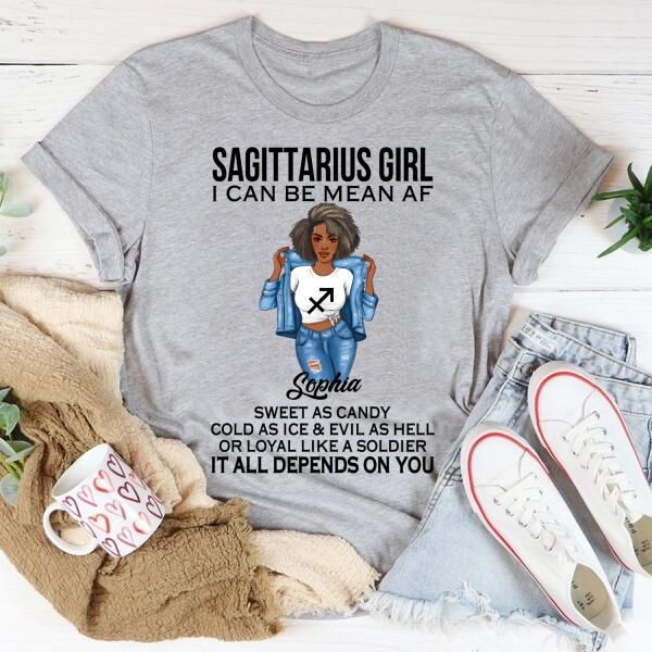 Personalized Sagittarius Shirt, Sagittarius Birthday T Shirt, Customize Birthday Shirt For Black Woman