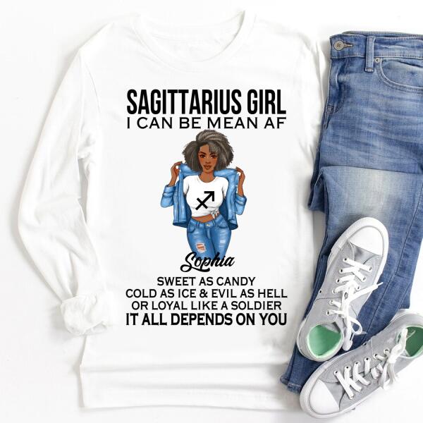 Personalized Sagittarius Shirt, Sagittarius Birthday T Shirt, Customize Birthday Shirt For Black Woman