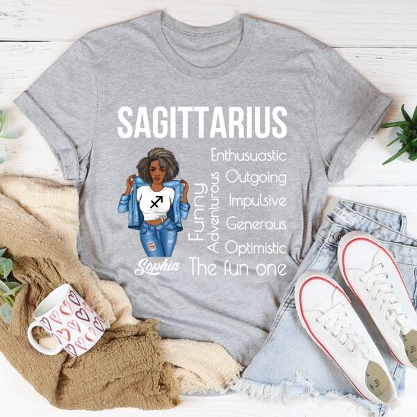 Personalized Sagittarius Shirt, Sagittarius Birthday T Shirt with sayings, Customize Birthday Shirt For Black Woman