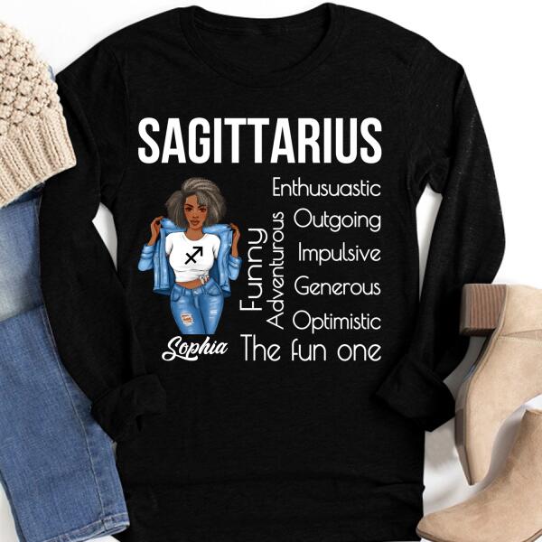 Personalized Sagittarius Shirt, Sagittarius Birthday T Shirt with sayings, Customize Birthday Shirt For Black Woman