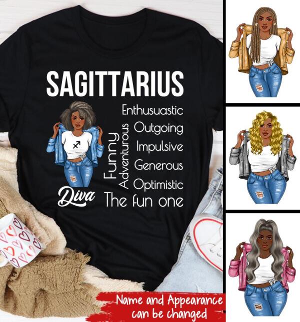 Personalized Sagittarius Shirt, Sagittarius Birthday T Shirt with sayings, Customize Birthday Shirt For Black Woman