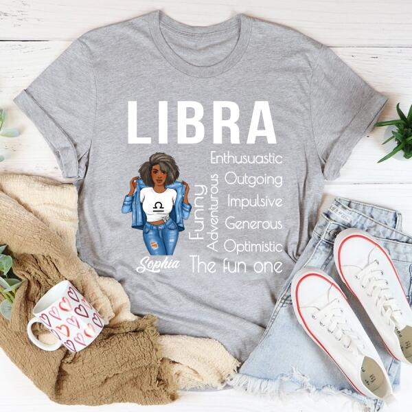 Personalized Libra Shirt, Libra Birthday T Shirt with sayings, Customize Birthday Shirt For Black Woman