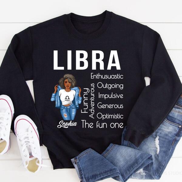 Personalized Libra Shirt, Libra Birthday T Shirt with sayings, Customize Birthday Shirt For Black Woman
