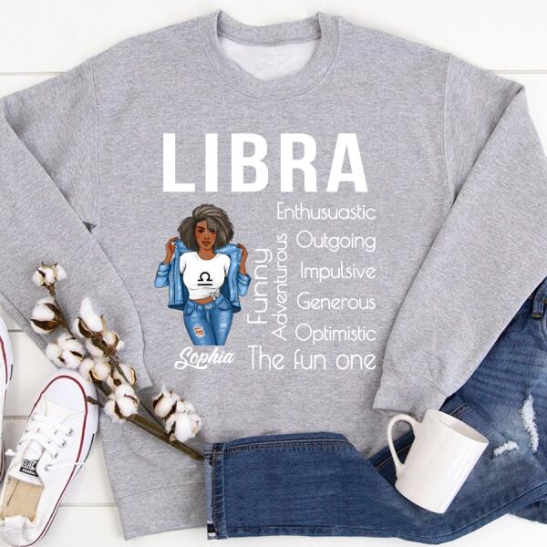 Personalized Libra Shirt, Libra Birthday T Shirt with sayings, Customize Birthday Shirt For Black Woman