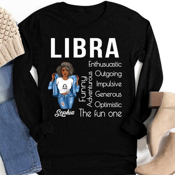 Personalized Libra Shirt, Libra Birthday T Shirt with sayings, Customize Birthday Shirt For Black Woman