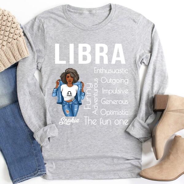 Personalized Libra Shirt, Libra Birthday T Shirt with sayings, Customize Birthday Shirt For Black Woman