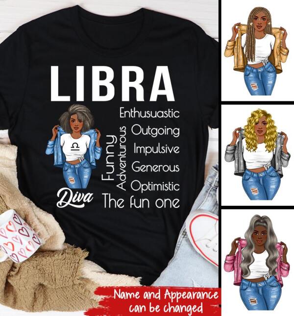 Personalized Libra Shirt, Libra Birthday T Shirt with sayings, Customize Birthday Shirt For Black Woman