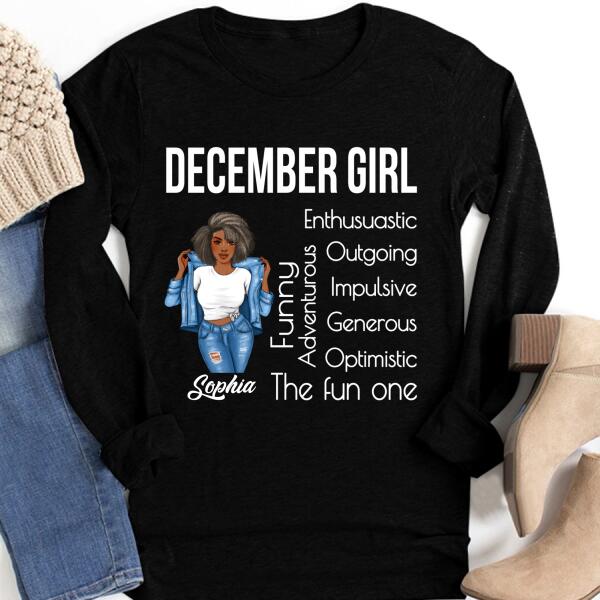 Personalized December girl Shirt, December Birthday T Shirt with sayings, Customize Birthday Shirt For Black Woman