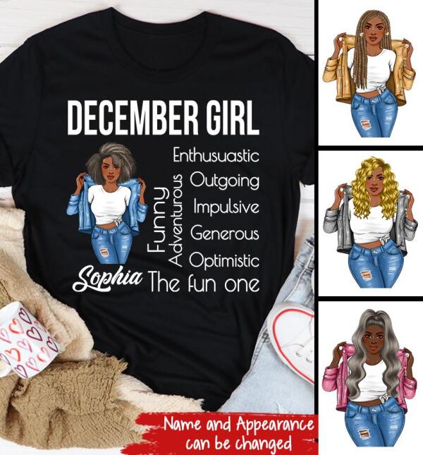 Personalized December girl Shirt, December Birthday T Shirt with sayings, Customize Birthday Shirt For Black Woman
