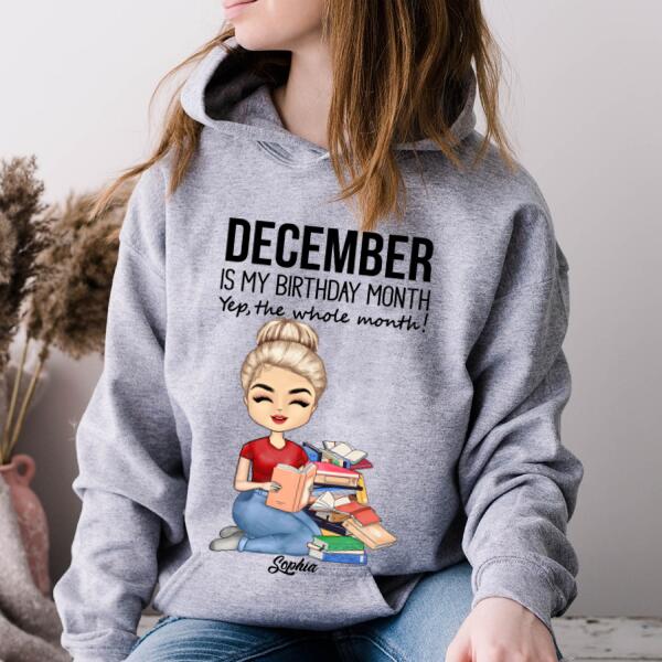 Personalized Birthday T Shirt, November Is My Birthday Month, Yep The Whole Month, Her Birthday Gifts For November, Book Lover Shirt, Reading Gifts Cotton Shirt