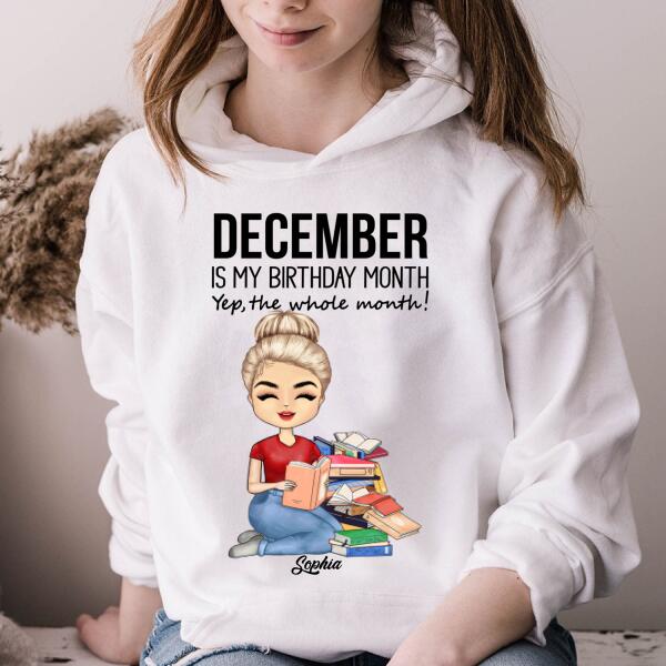 Personalized Birthday T Shirt, November Is My Birthday Month, Yep The Whole Month, Her Birthday Gifts For November, Book Lover Shirt, Reading Gifts Cotton Shirt
