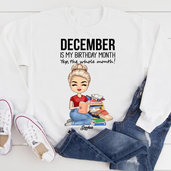 Personalized Birthday T Shirt, November Is My Birthday Month, Yep The Whole Month, Her Birthday Gifts For November, Book Lover Shirt, Reading Gifts Cotton Shirt