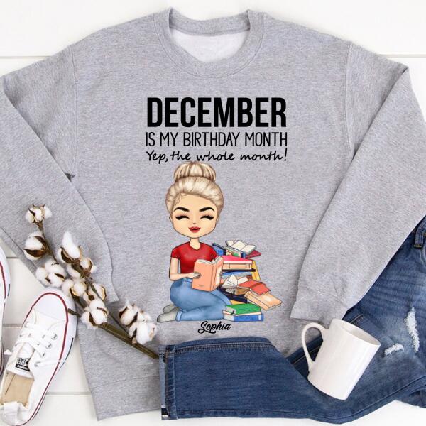 Personalized Birthday T Shirt, November Is My Birthday Month, Yep The Whole Month, Her Birthday Gifts For November, Book Lover Shirt, Reading Gifts Cotton Shirt