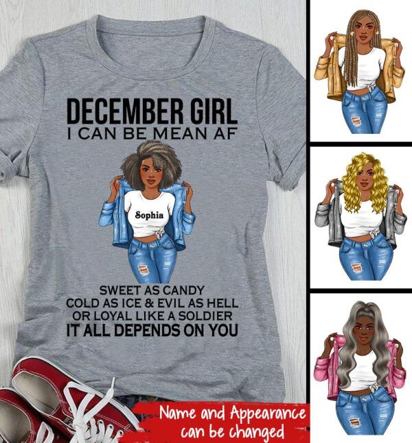 Personalized December Shirt, December Birthday T Shirt, Customize Birthday Shirt For Black Woman