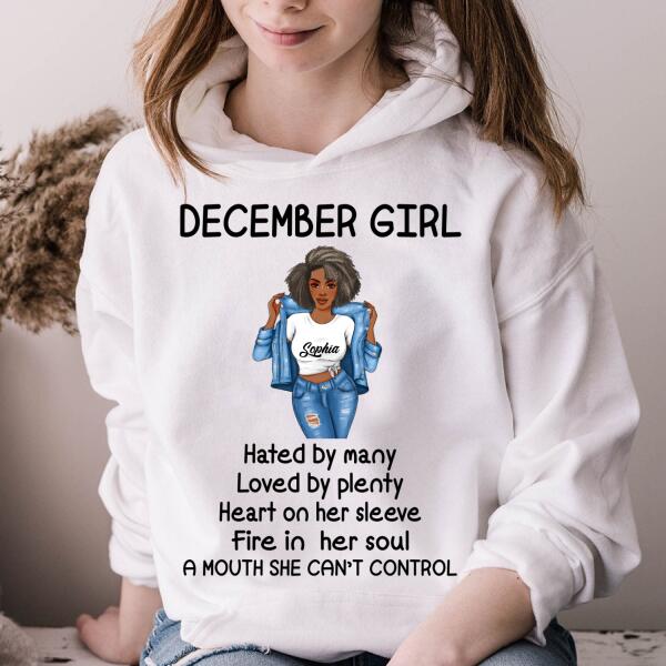 Personalized Birthday T Shirt, December Is My Birthday Month, Queens Are Born In December Cotton T-Shirt, December Birthday Gifts For Afro Woman, December Birthday Gifts