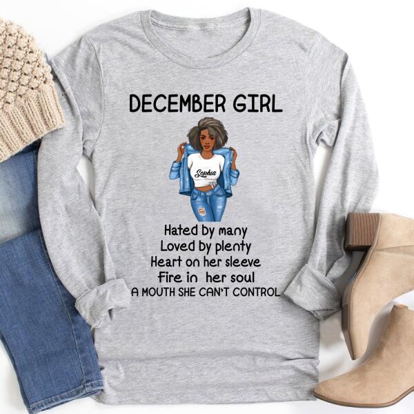 Personalized Birthday T Shirt, December Is My Birthday Month, Queens Are Born In December Cotton T-Shirt, December Birthday Gifts For Afro Woman, December Birthday Gifts