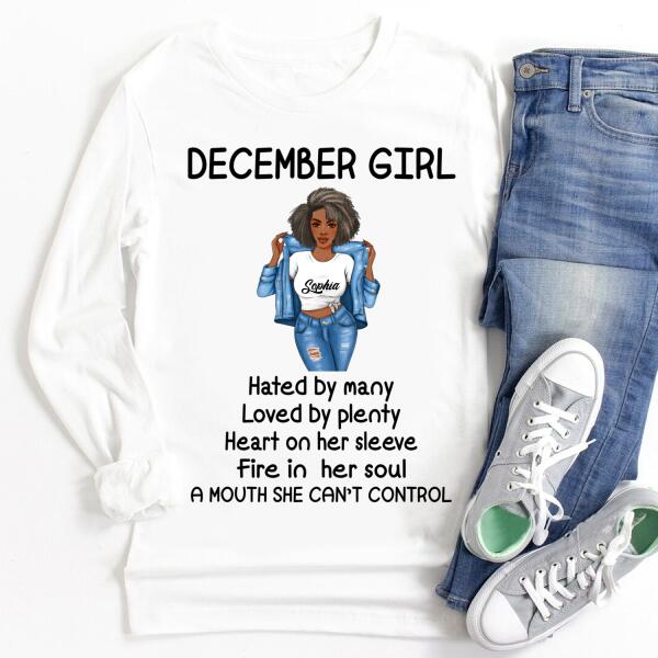Personalized Birthday T Shirt, December Is My Birthday Month, Queens Are Born In December Cotton T-Shirt, December Birthday Gifts For Afro Woman, December Birthday Gifts