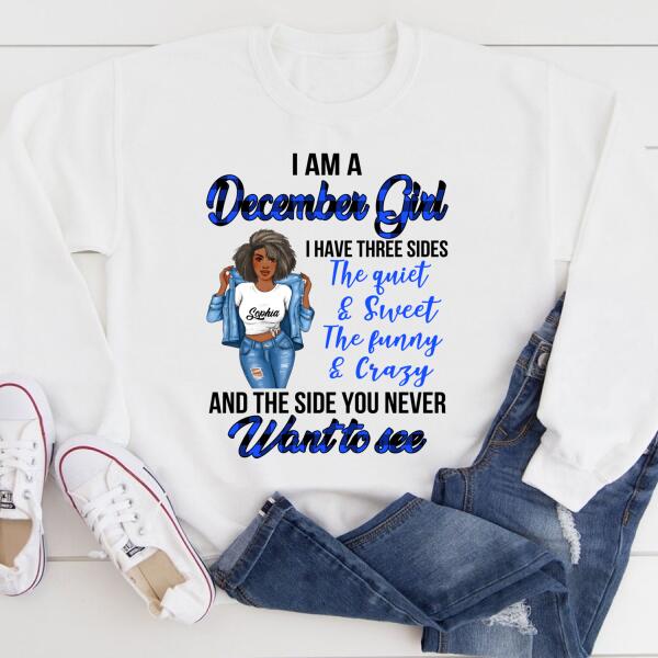 Personalized Birthday T Shirt, December Queen shirt, Queens Are Born In December Cotton T-Shirt, December Birthday Gifts For Afro Woman, December Birthday Gifts