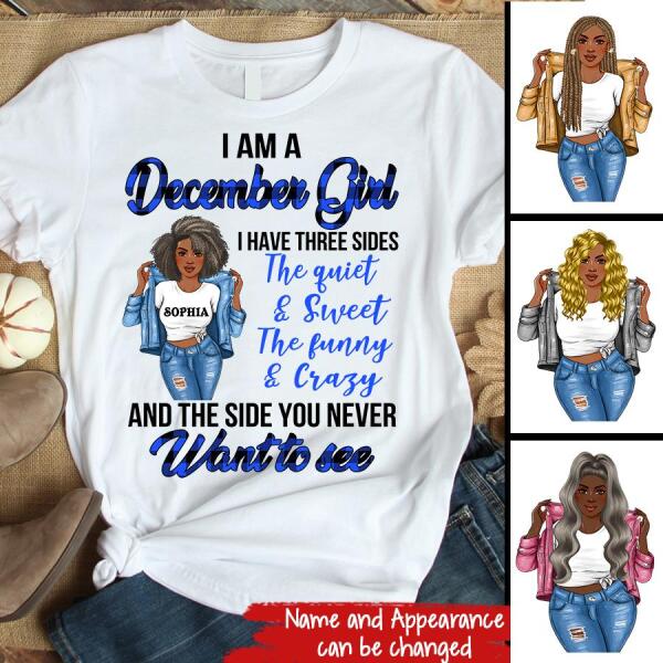 Personalized Birthday T Shirt, December Queen shirt, Queens Are Born In December Cotton T-Shirt, December Birthday Gifts For Afro Woman, December Birthday Gifts