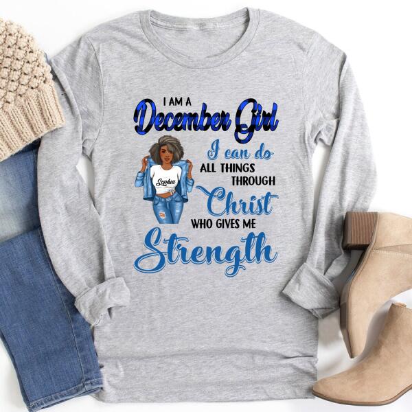 Personalized Birthday T Shirt, December Queen shirt, Queens Are Born In December Cotton T-Shirt, December Birthday Gifts For Afro Woman, December Birthday Gifts