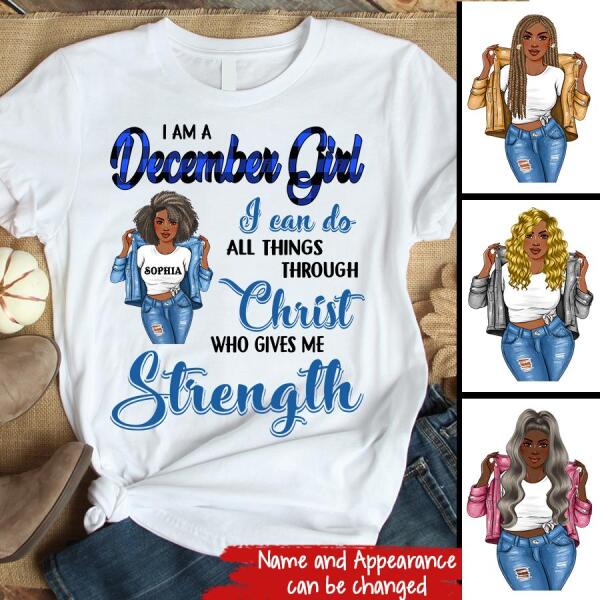 Personalized Birthday T Shirt, December Queen shirt, Queens Are Born In December Cotton T-Shirt, December Birthday Gifts For Afro Woman, December Birthday Gifts