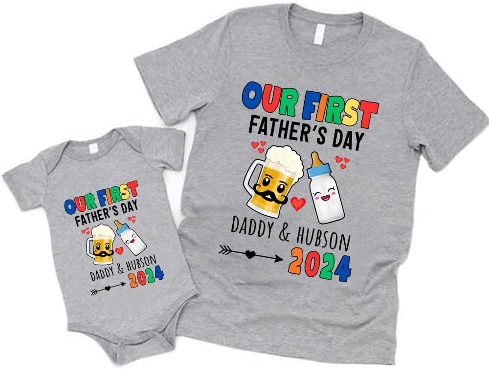 Personalized First Fathers Day Shirt, dad and Baby Matching Outfits, dad and Son Matching Shirts, Fathers Day Shirt