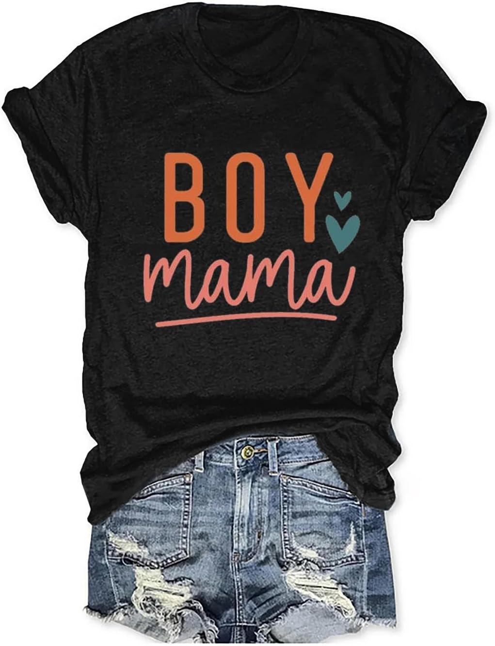 Womens Boy Mama Shirt Casual Letter Printed Boy Mom T-Shirts Short Sleeve Mother&#39;s Day Graphic Tee Tops Mother Shirt