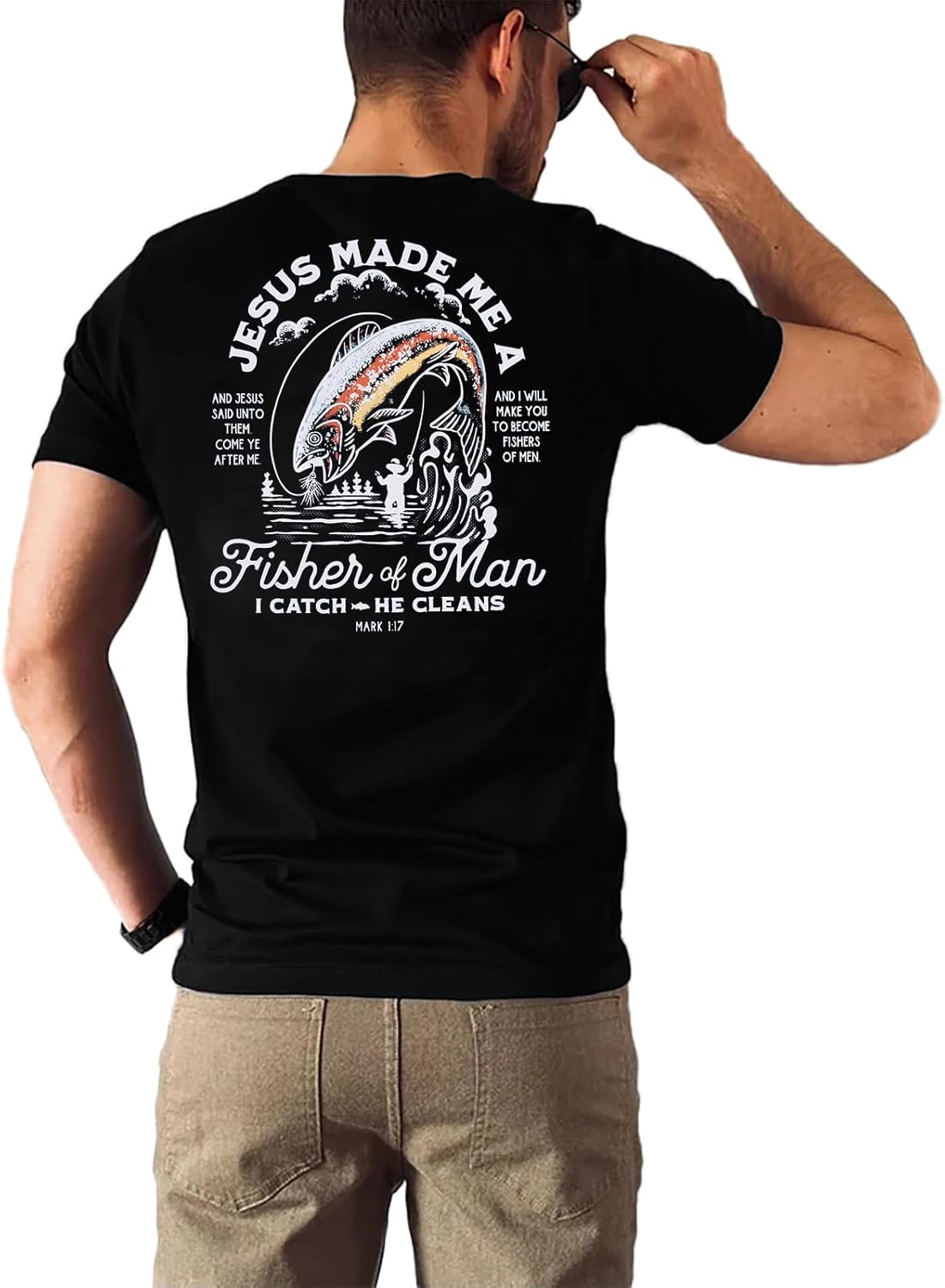 Dad Shirt for Men Christian Fishing Tees Father&#39;s Day Tshirt Papa Birthday Gift Short Sleeve Top