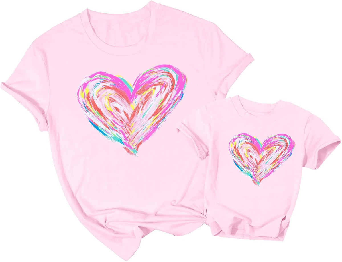 Mommy and Me Valentines Outfits: Valentines Shirt Women Love Heart Mom and Baby Matching Outfits