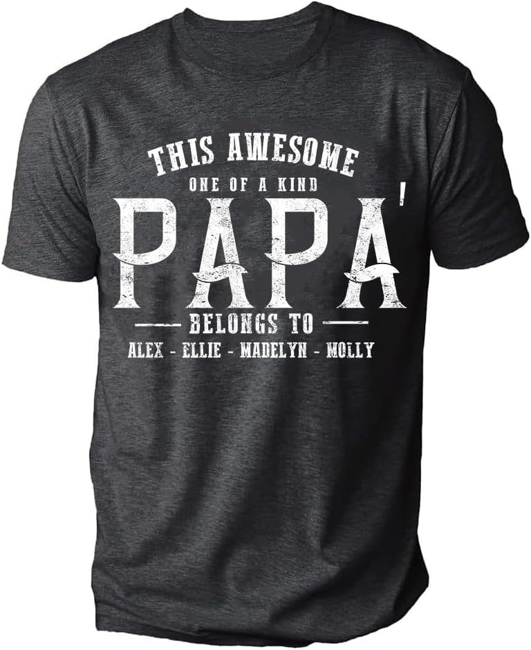 Personalized Shirt for Dad Shirt with Kids, Gifts for Dad Papa Shirts, Fathers Day Birthday Gifts, Gifts for Men Shirt