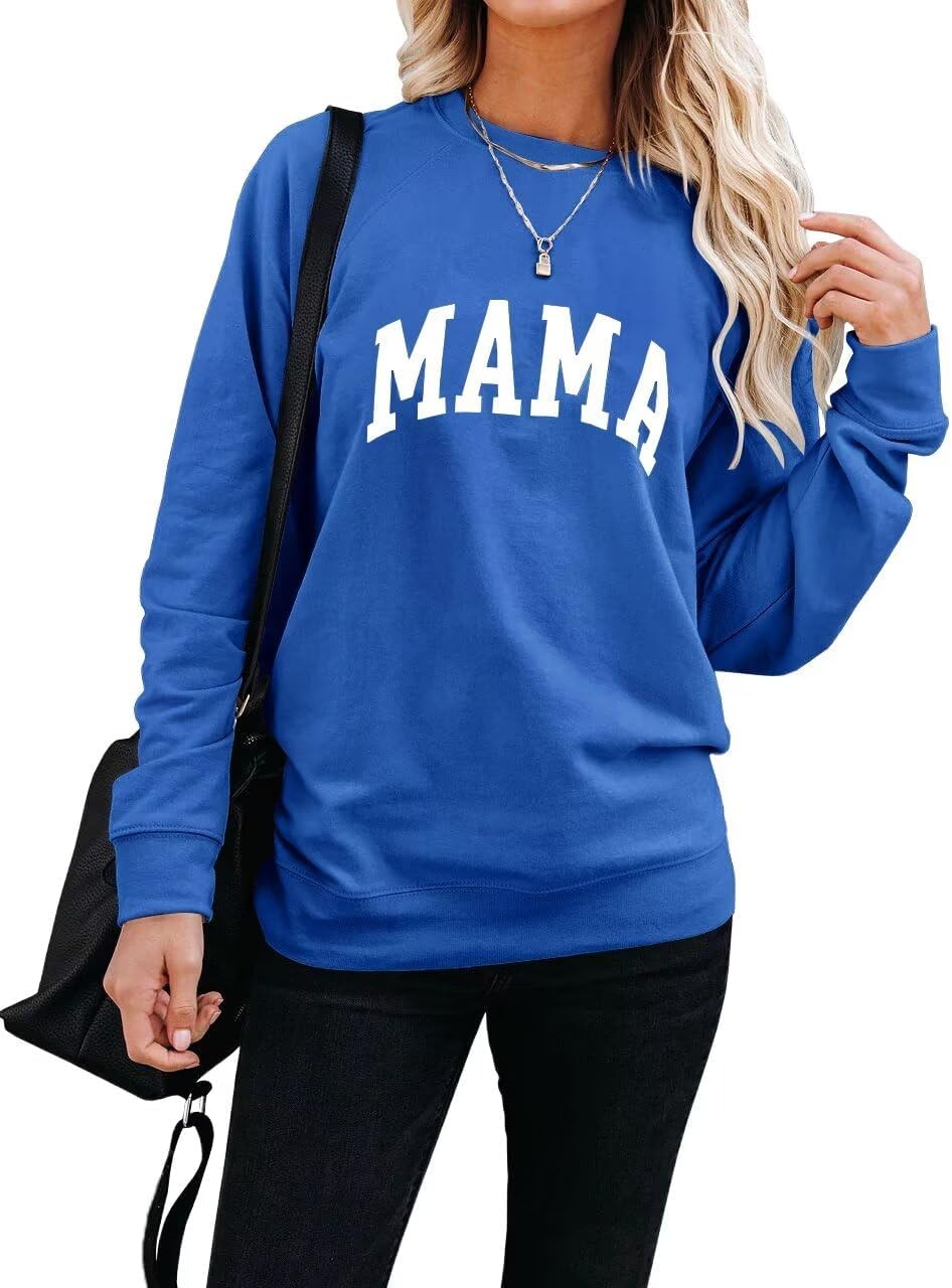 LEEDYA Women Long Sleeve Mama Sweatshirts Round Neck Pullover Loose Lightweight Blouse Tops