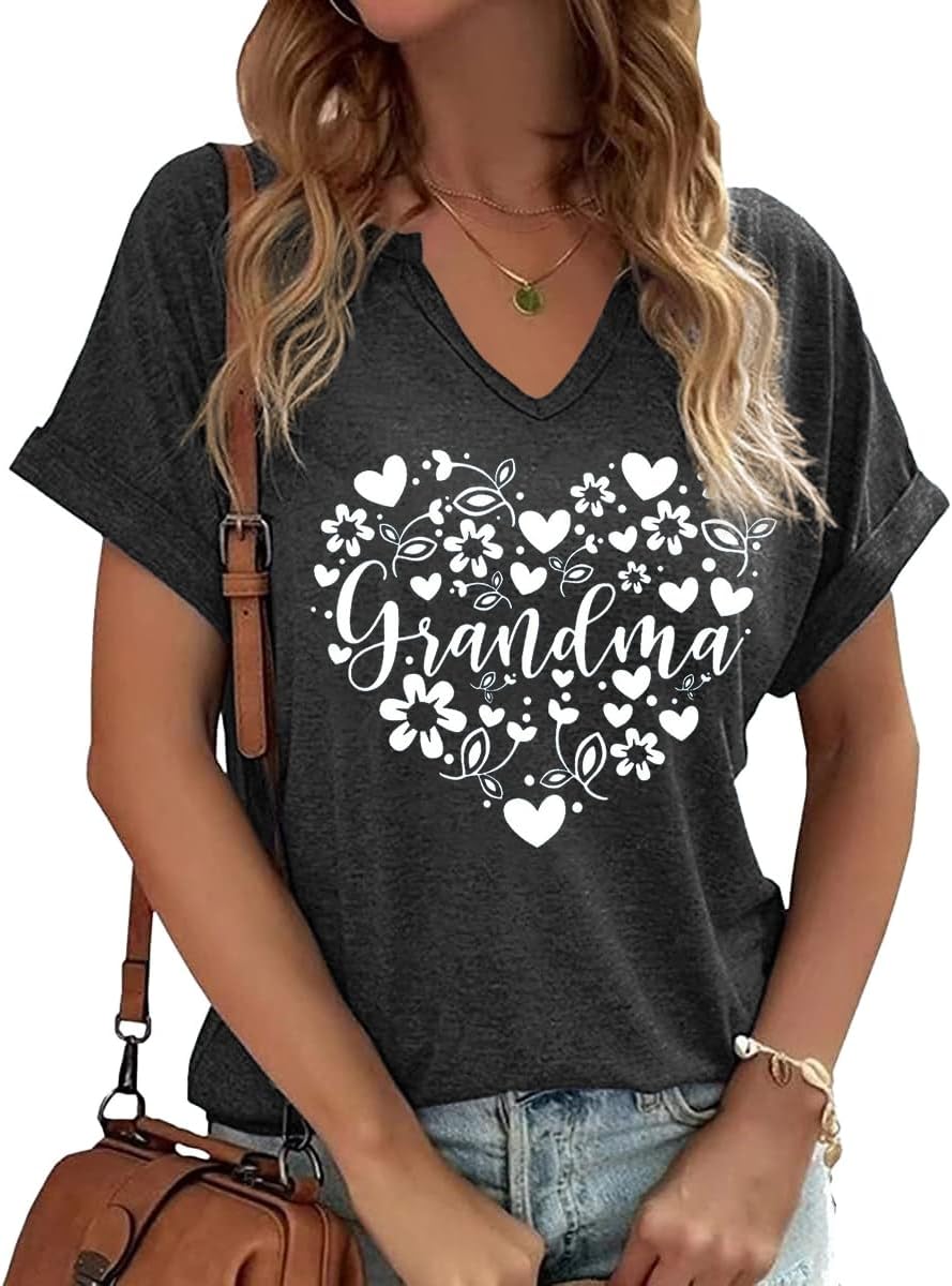 Mama V Neck Shirt Women Funny Mom Life T-Shirt Mother&#39;s Day Short Sleeve Graphic Tees Mama Gift Casual Tops Blouse Mother Shirt