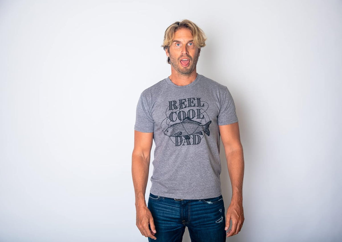 Crazy Dog Dad Fishing Shirts Funny Father&#39;s Day Reel Cool Dad Papa Grandpa Tees