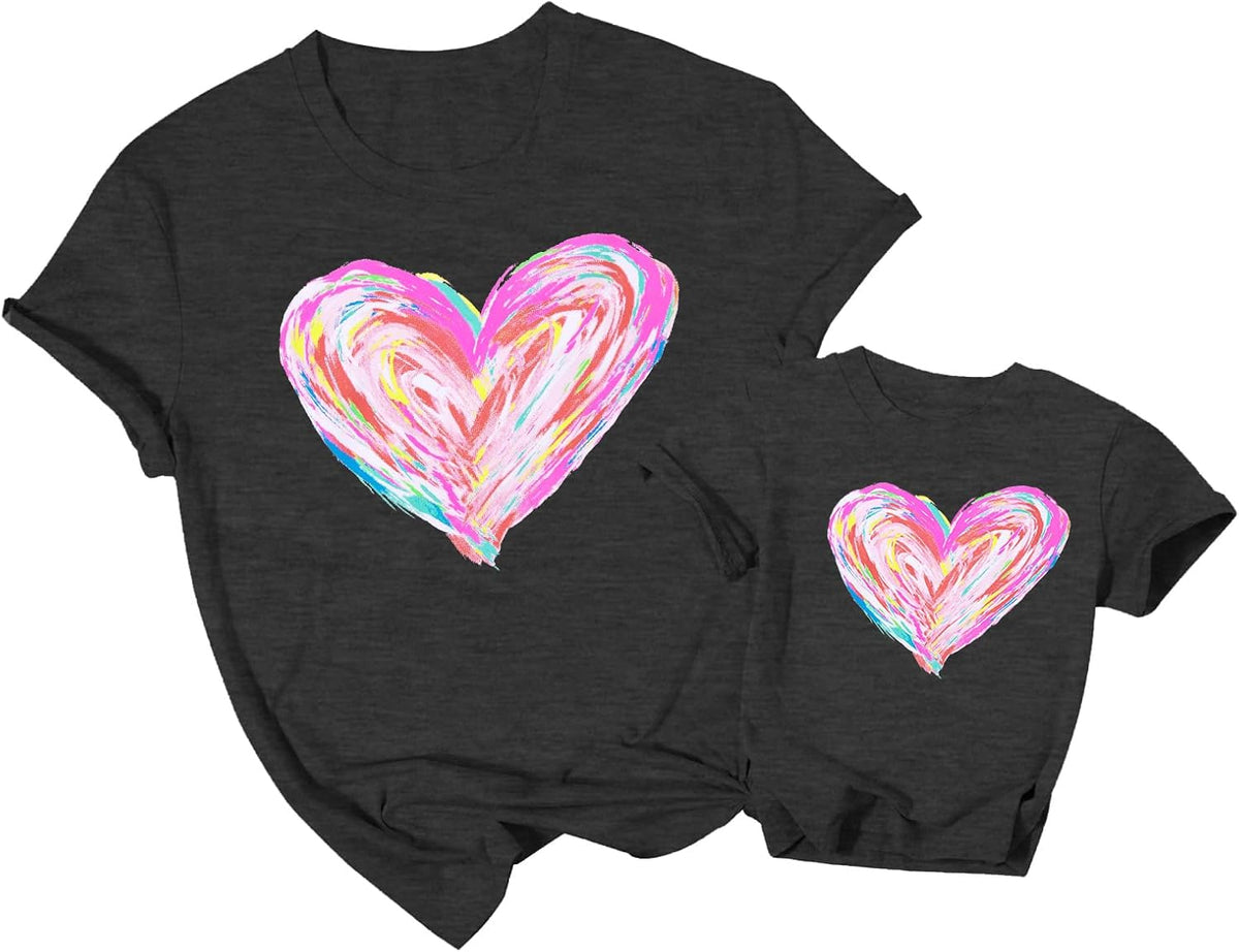 Mommy and Me Valentines Outfits: Valentines Shirt Women Love Heart Mom and Baby Matching Outfits