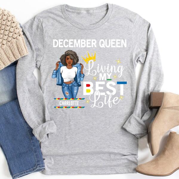 Personalized Birthday Shirt, December Birthday Gifts For Afro Woman, December Birthday Gifts