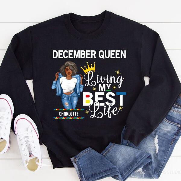 Personalized Birthday Shirt, December Birthday Gifts For Afro Woman, December Birthday Gifts