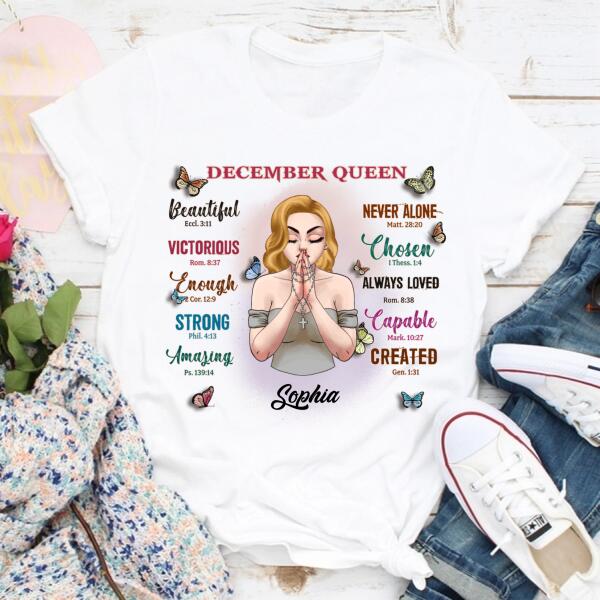 December Birthday Shirt, Custom Birthday Shirt, Queens Born In December, December Birthday Gifts, December Birthday Gifts, Christian shirts for women