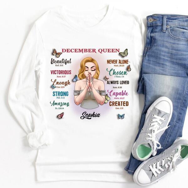 December Birthday Shirt, Custom Birthday Shirt, Queens Born In December, December Birthday Gifts, December Birthday Gifts, Christian shirts for women