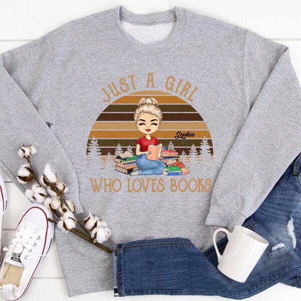 Personalized Birthday T Shirt, Book Lover Shirt, Reading Gifts Cotton Shirt, Just a Girl Who loves Books