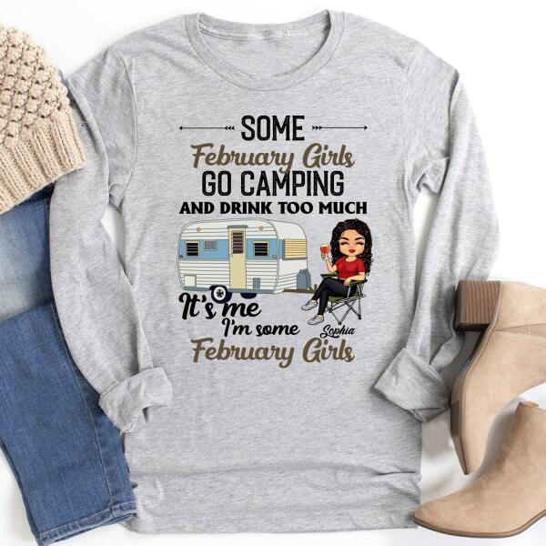 Personalized Birthday T Shirt, Camping birthday shirt, Some February Girls go camping, Campers Gift, Camping Lover Unisex Cotton T Shirt
