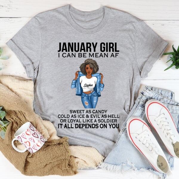 Personalized January Shirt, January Birthday T Shirt, Customize Birthday Shirt For Black Woman