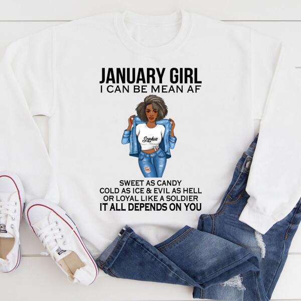 Personalized January Shirt, January Birthday T Shirt, Customize Birthday Shirt For Black Woman
