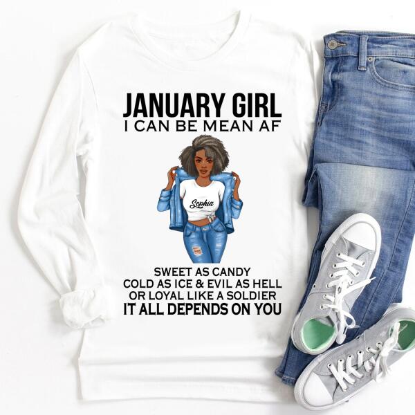 Personalized January Shirt, January Birthday T Shirt, Customize Birthday Shirt For Black Woman