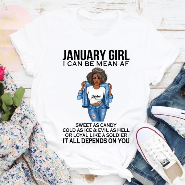 Personalized January Shirt, January Birthday T Shirt, Customize Birthday Shirt For Black Woman