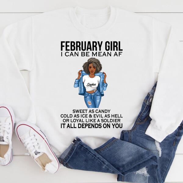 Personalized February Shirt, February Birthday T Shirt, Customize Birthday Shirt For Black Woman