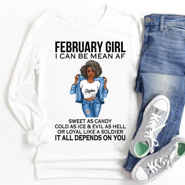 Personalized February Shirt, February Birthday T Shirt, Customize Birthday Shirt For Black Woman