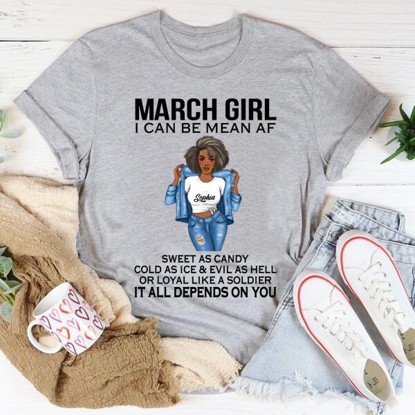 Personalized March Shirt, March Birthday T Shirt, Customize Birthday Shirt For Black Woman