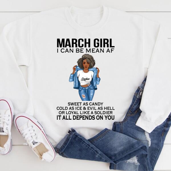Personalized March Shirt, March Birthday T Shirt, Customize Birthday Shirt For Black Woman