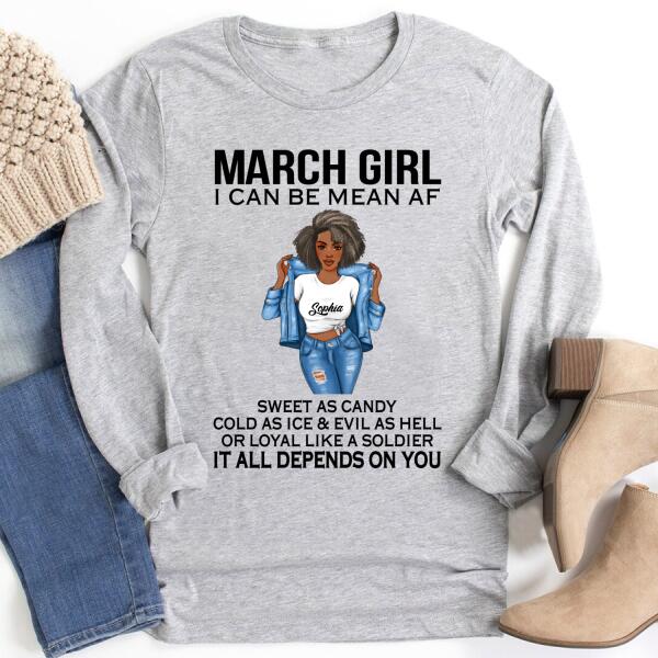 Personalized March Shirt, March Birthday T Shirt, Customize Birthday Shirt For Black Woman